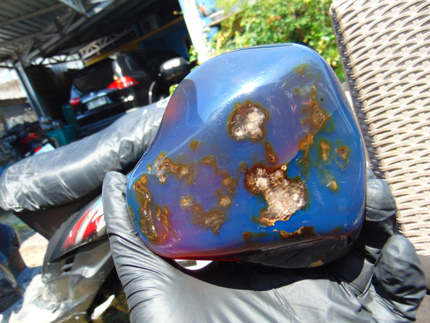423 gram Full polished Indonesian Blue Amber for Healing ML65