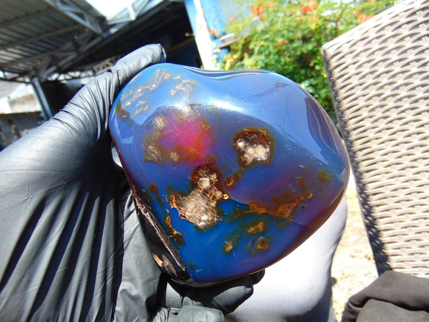 423 gram Full polished Indonesian Blue Amber for Healing ML65