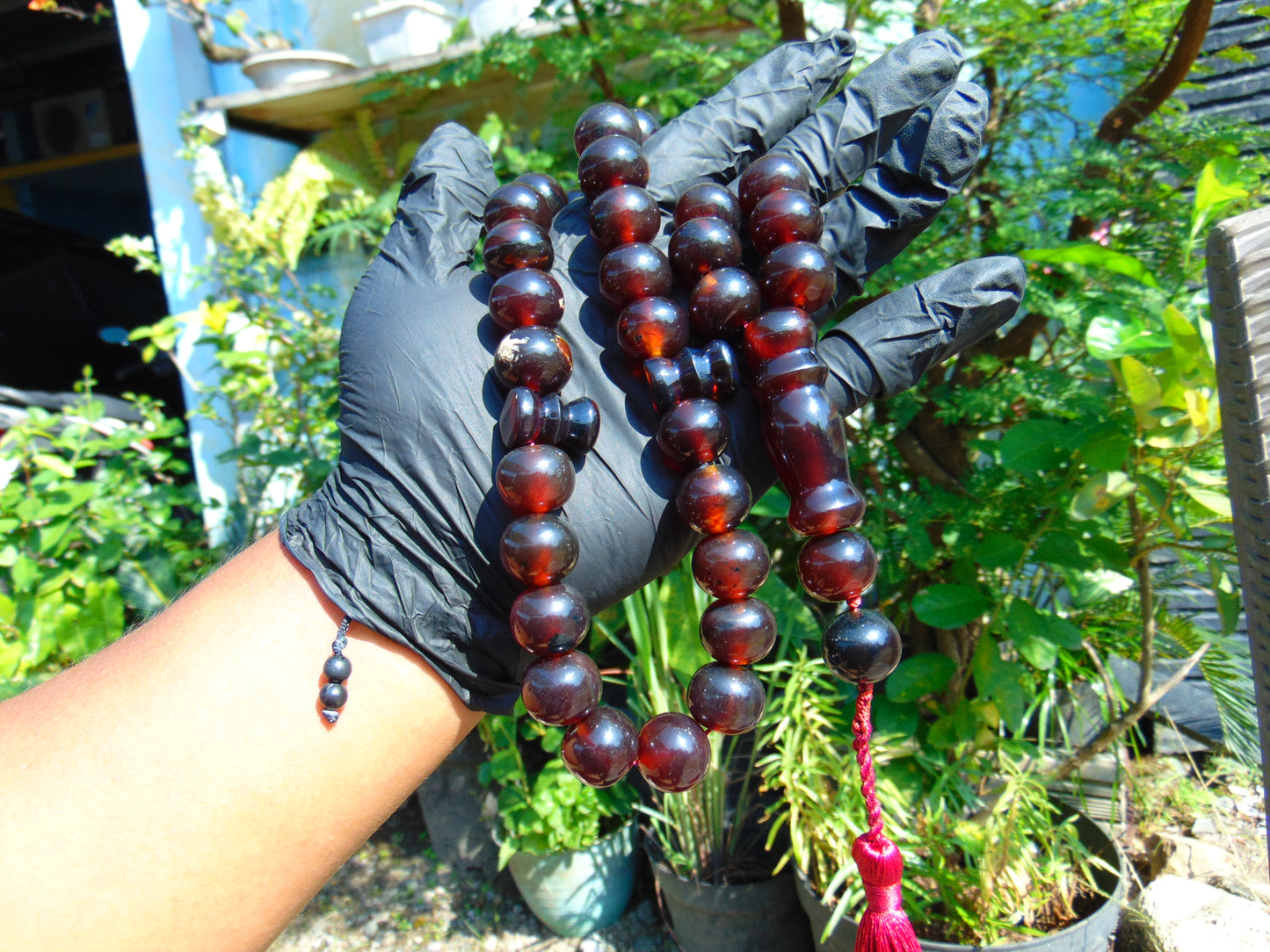 102 gr Big Tasbih Mesbah Rosary 33+2 Beads 18 mm Indonesian Cherry Red Amber for Healing Collection TB17i15