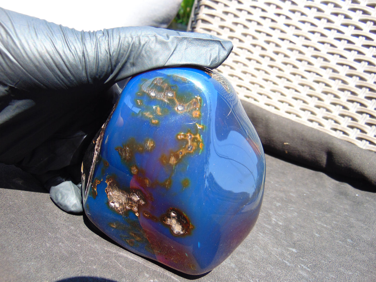 423 gram Full polished Indonesian Blue Amber for Healing ML65
