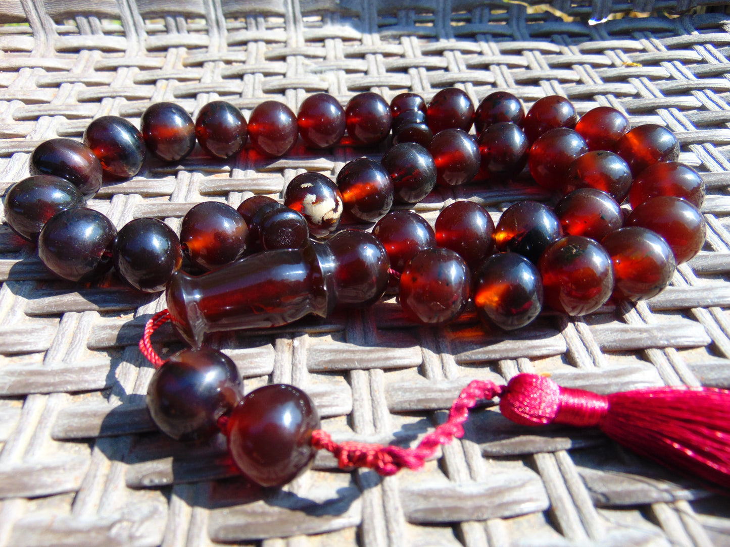 106 gr BIG Tasbih 36 Beads Mesbah Rosary Indonesian Red Amber for Healing TB17i8