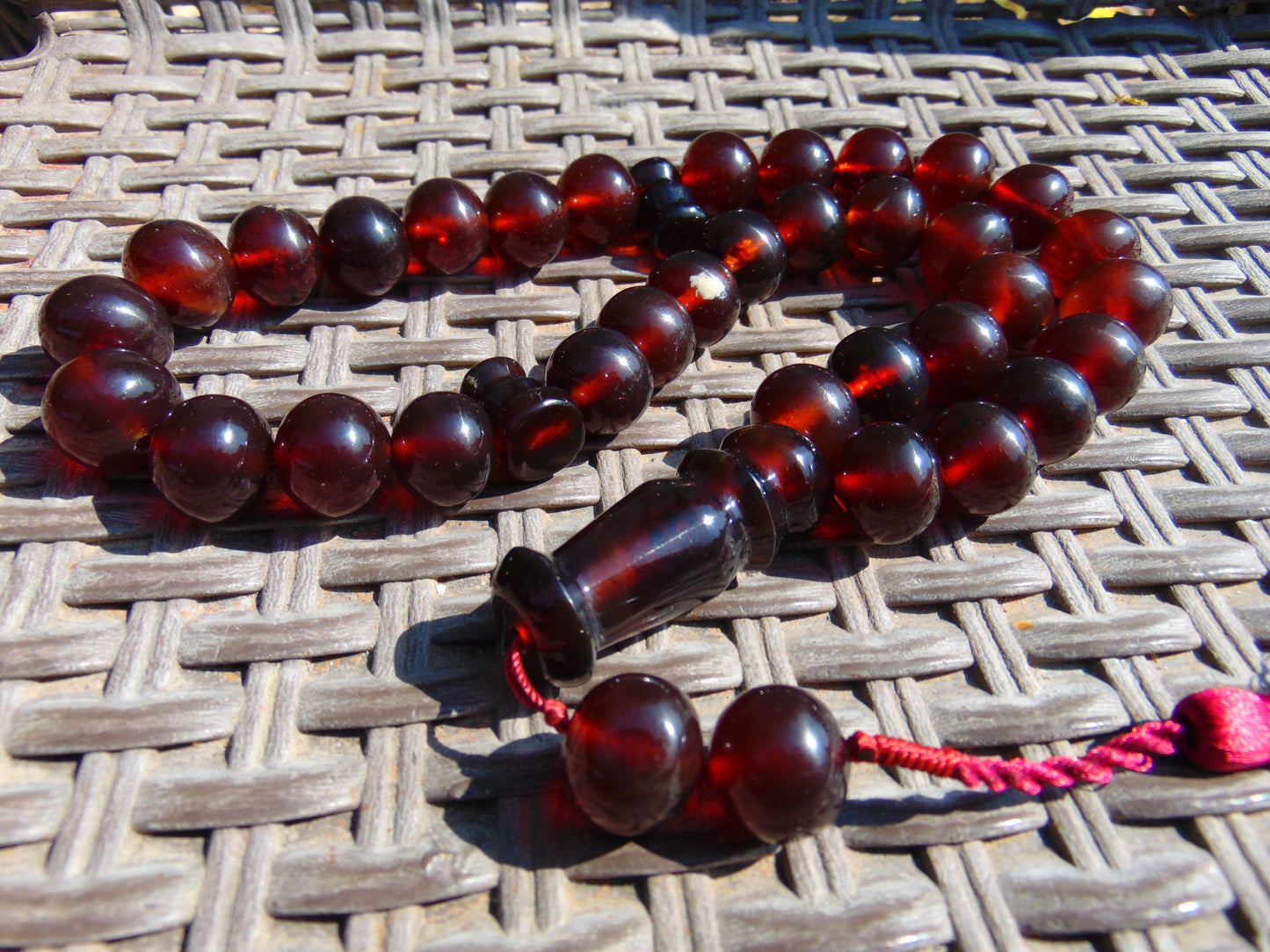 108 gr Big Tasbih Mesbah Rosary 33+2 Beads 18 mm Indonesian Yellow Red Amber for Healing Collection TB17i7