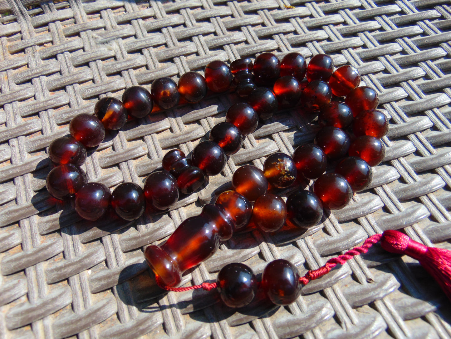 103 gr Big Tasbih Mesbah Rosary 33+2 Beads 18 mm Indonesian Cherry Red Amber for Healing Collection TB17i11