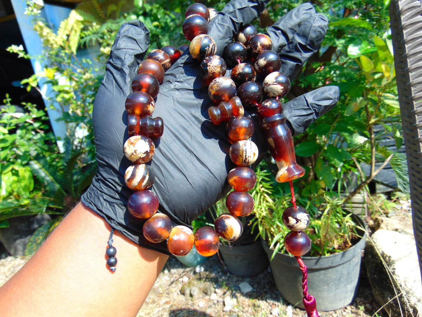 101 gr BIG Tasbih 33+3 Beads Mesbah Rosary Indonesian Red WHite Amber for Healing TB17i5