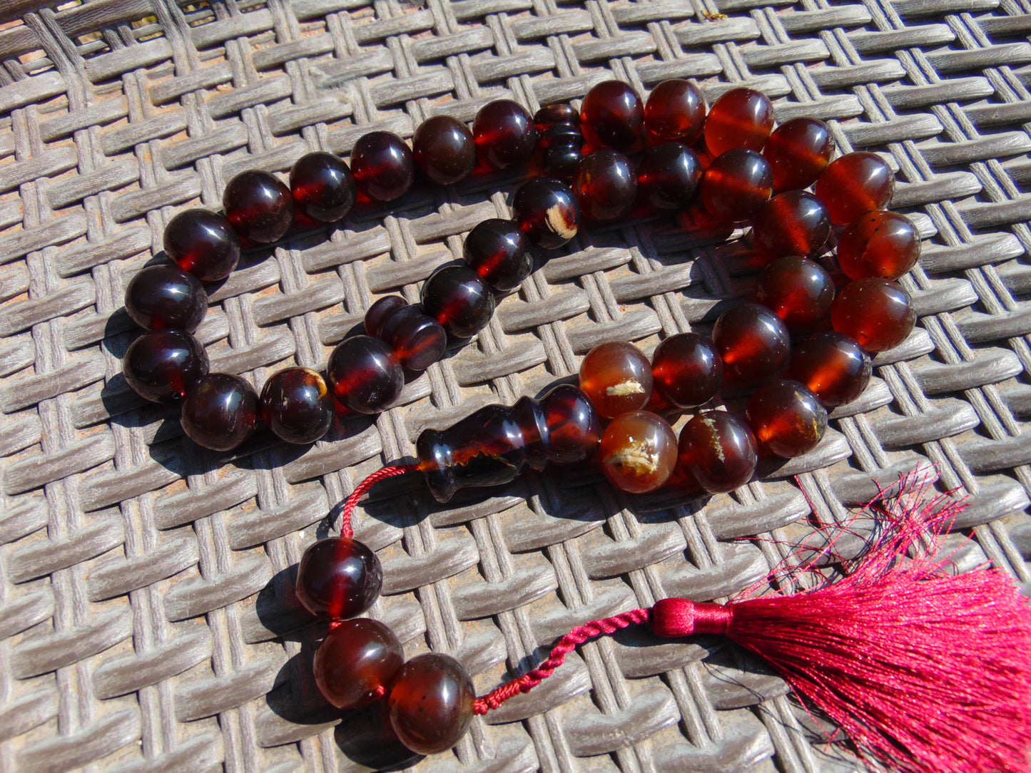 147 gr BIG Tasbih 33+3 Beads Mesbah Rosary Indonesian Yellow Red Amber for Healing FR28