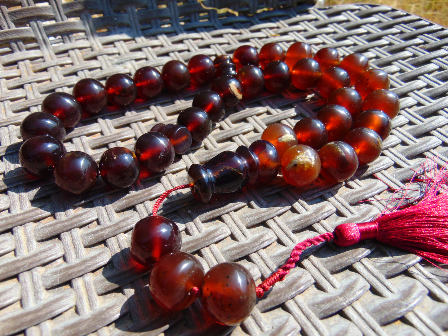 147 gr BIG Tasbih 33+3 Beads Mesbah Rosary Indonesian Yellow Red Amber for Healing FR28