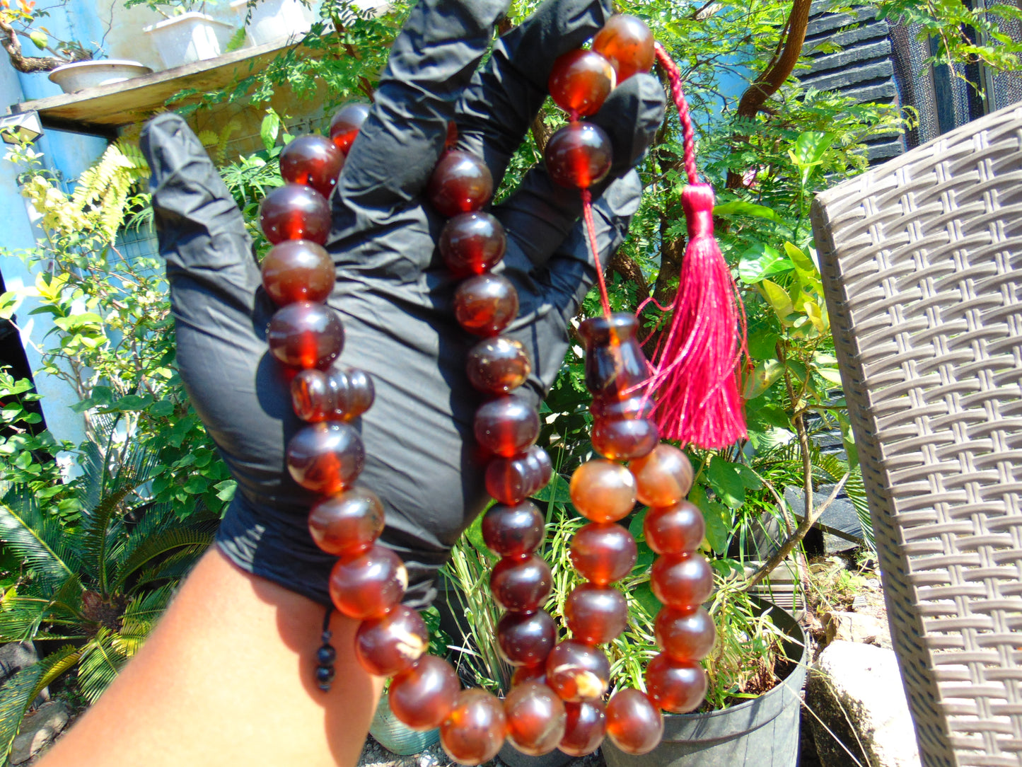 147 gr BIG Tasbih 33+3 Beads Mesbah Rosary Indonesian Yellow Red Amber for Healing FR28