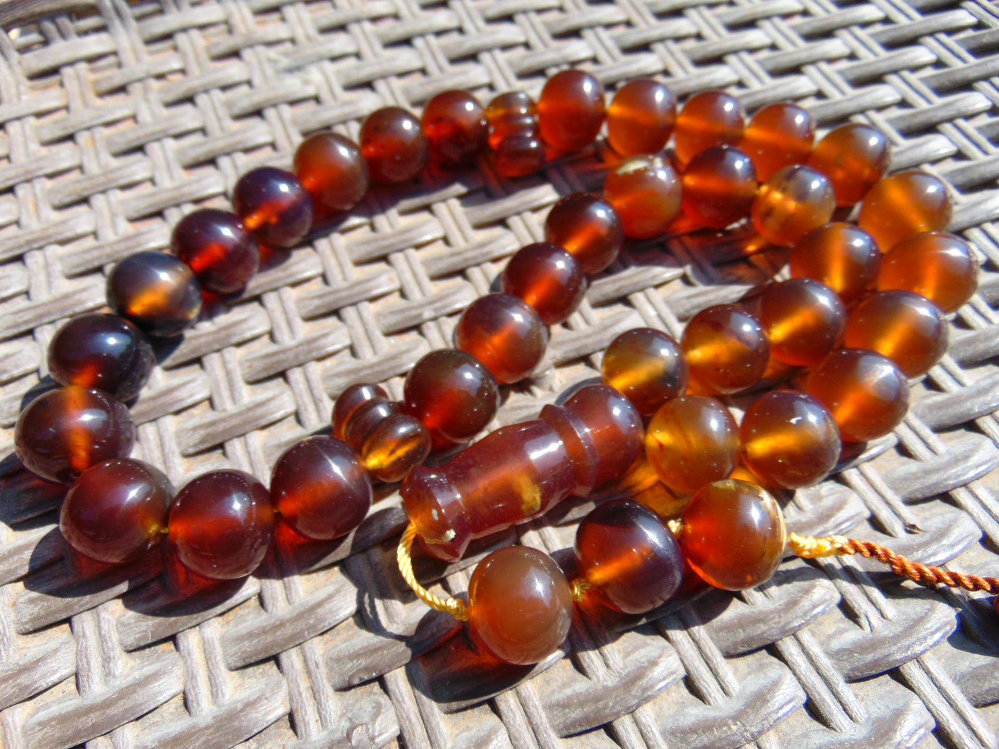 142 gr BIG Tasbih 33+3 Beads Mesbah Rosary Indonesian Yellow Red Amber for Healing FR31
