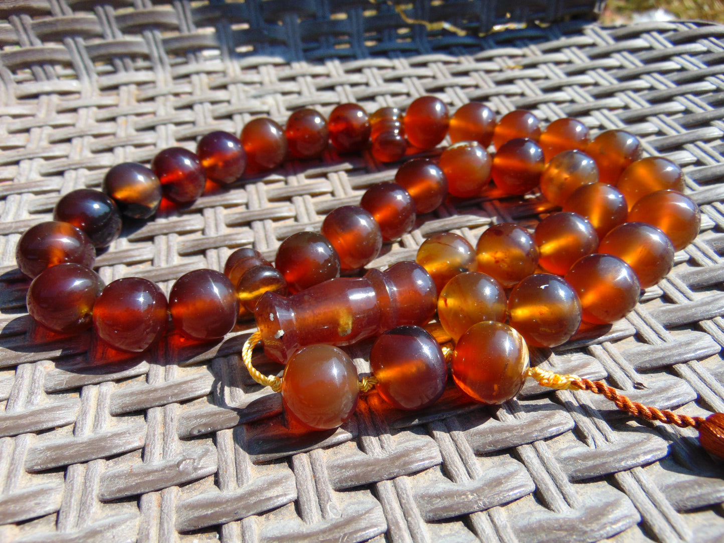 142 gr BIG Tasbih 33+3 Beads Mesbah Rosary Indonesian Yellow Red Amber for Healing FR31