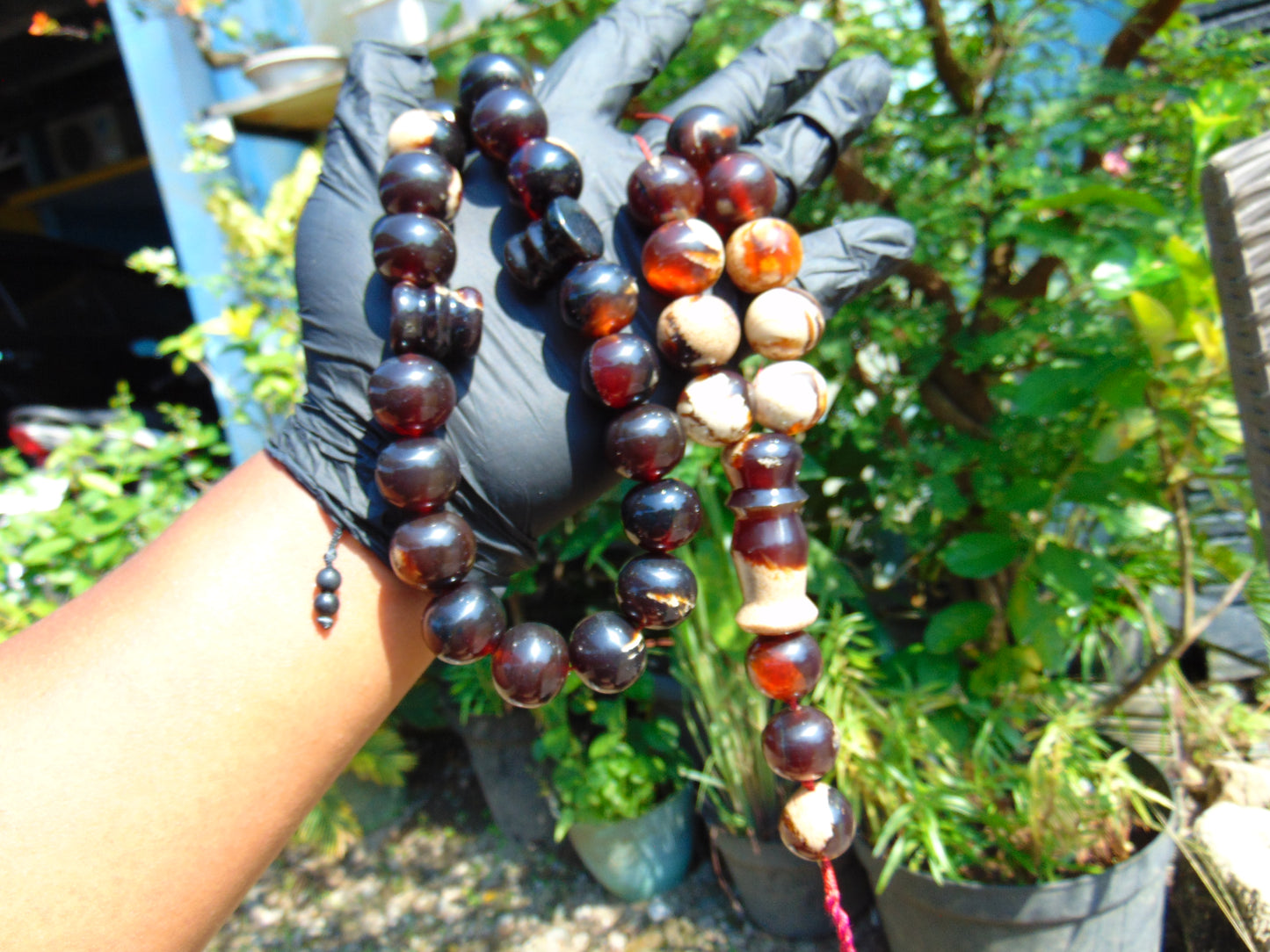 148 gr BIG Tasbih 33+3 Beads Mesbah Rosary Indonesian Dark White Amber for Healing FR29
