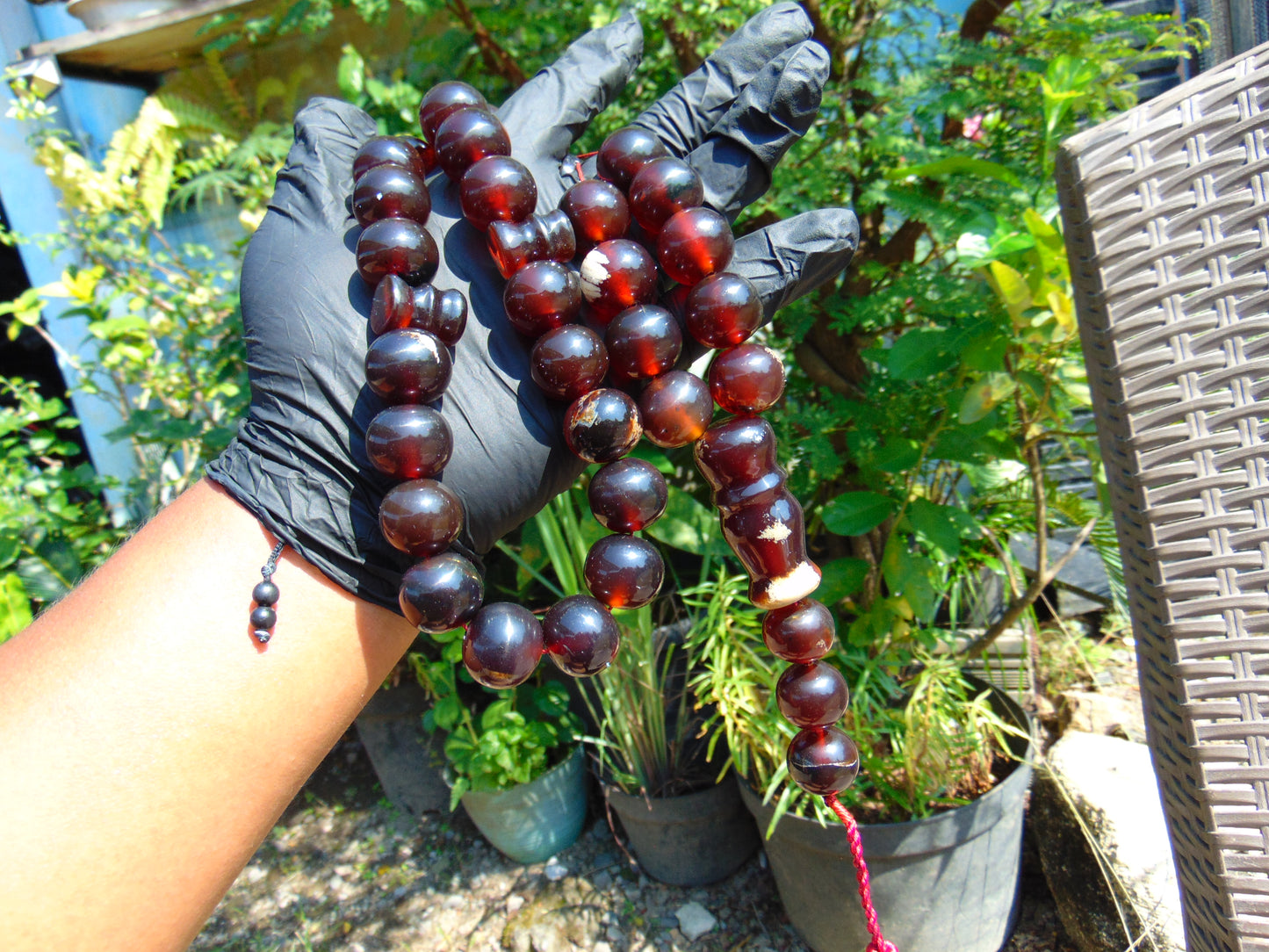 147 gr BIG Tasbih 33+3 Beads Mesbah Rosary Indonesian Dark Red Amber for Healing FR30