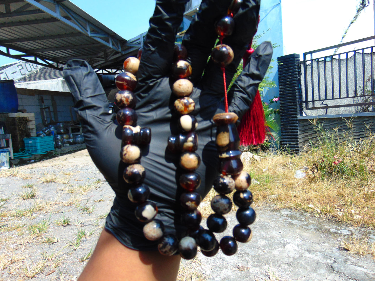 76 gr Tasbih Mesbah Rosary 33+3 Beads 16 mm Indonesian Dark White Amber for Healing FR23