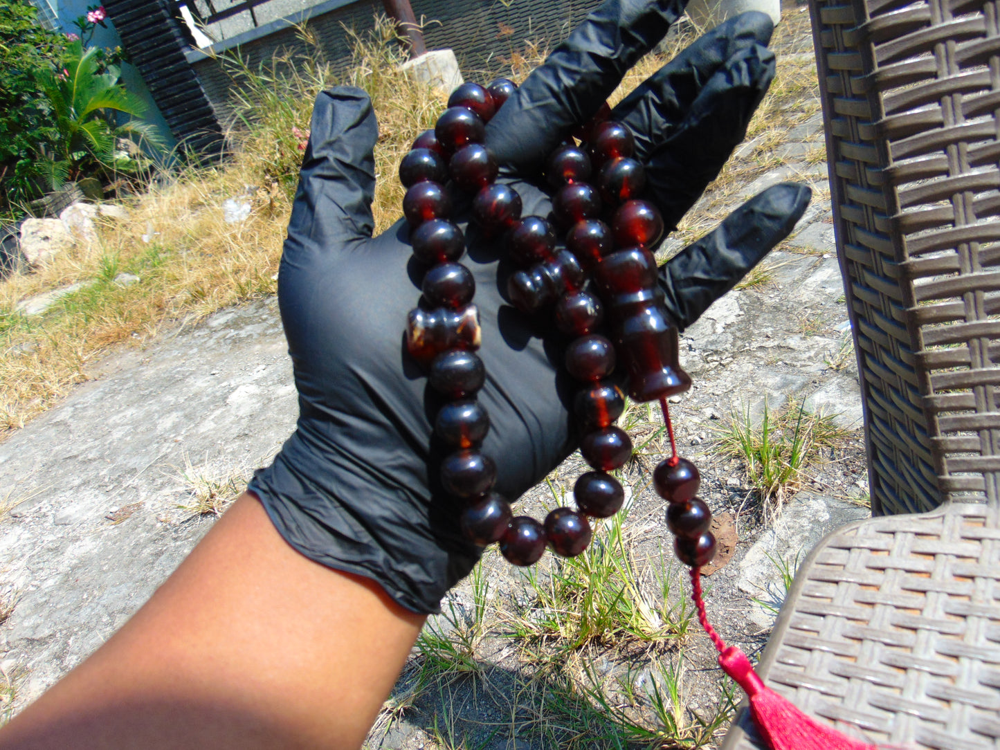 77 gr Tasbih Mesbah Rosary 33+3 Beads 16 mm Indonesian Red Amber for Healing FR16