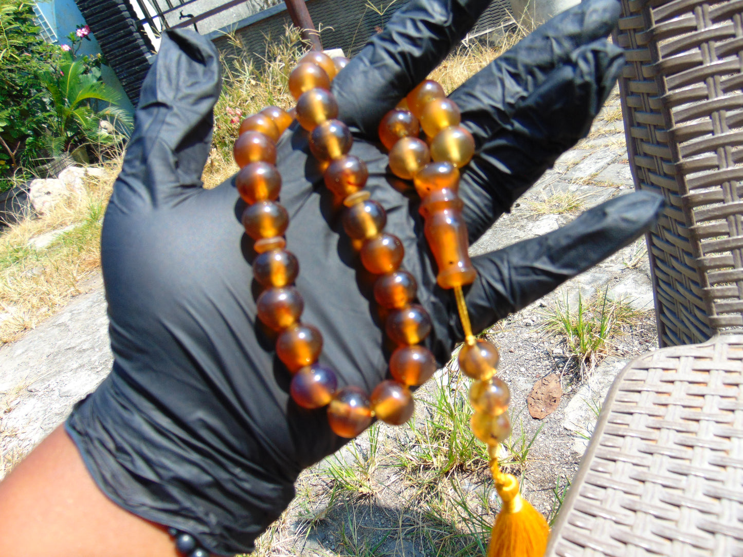 45 gr Hand Tasbih 33+3 Beads 12 mm Indonesian Yellow Bluish Amber for Healing TB12i2