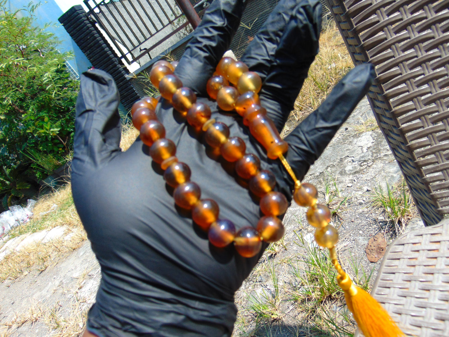 45 gr Hand Tasbih 33+3 Beads 12 mm Indonesian Yellow Bluish Amber for Healing TB12i2