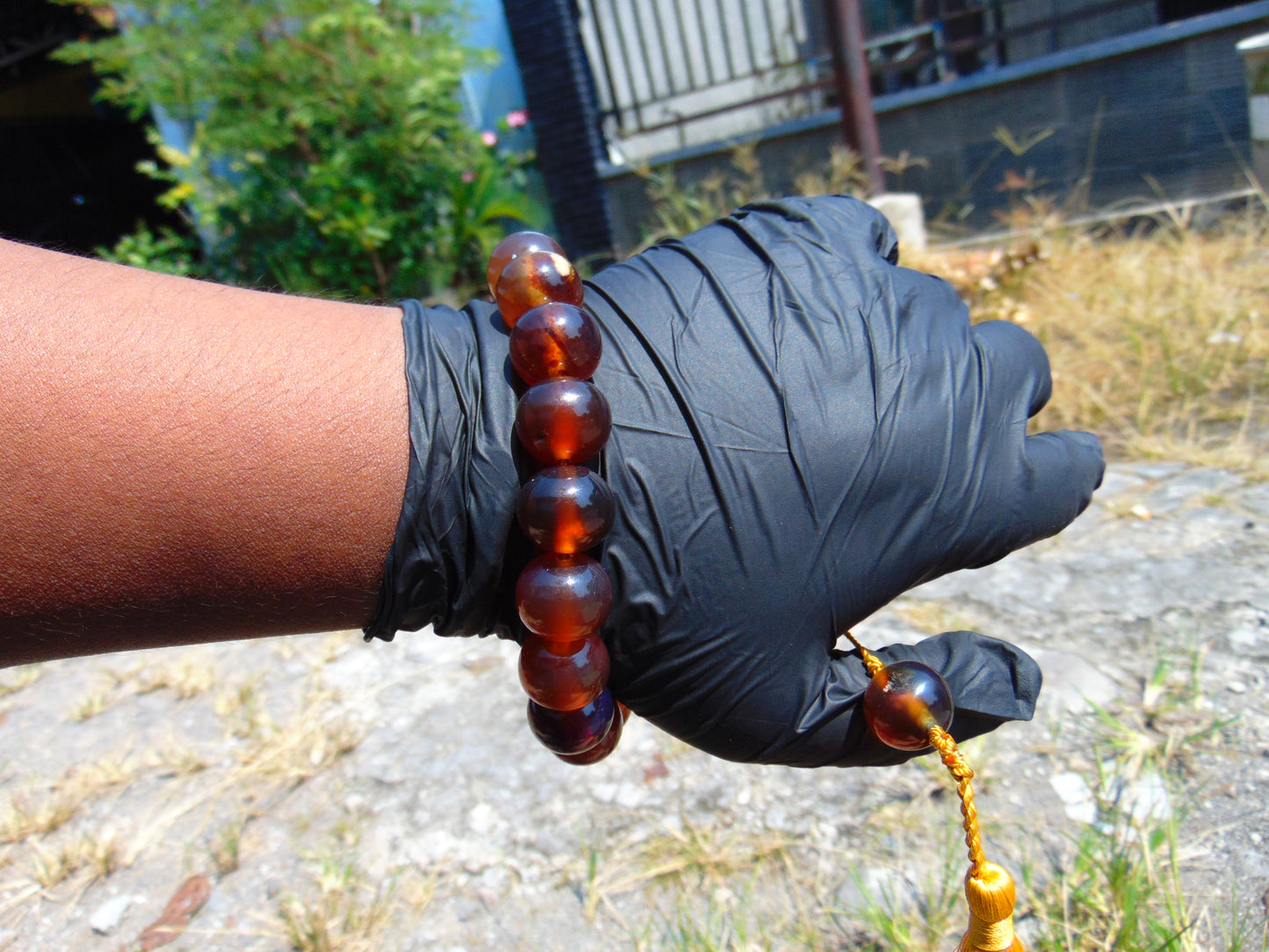 53 gr Hand Tasbih 17+1 Beads 16 mm Indonesian Yellow Red Bluish Amber for Healing BT11