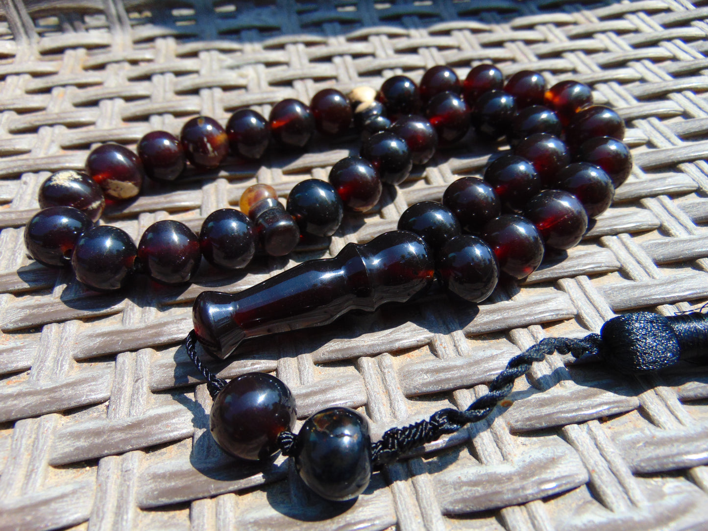 64 gr Tasbih Mesbah Rosary 33+3 Beads 15 mm Indonesian Dark Red Amber for Healing FR56