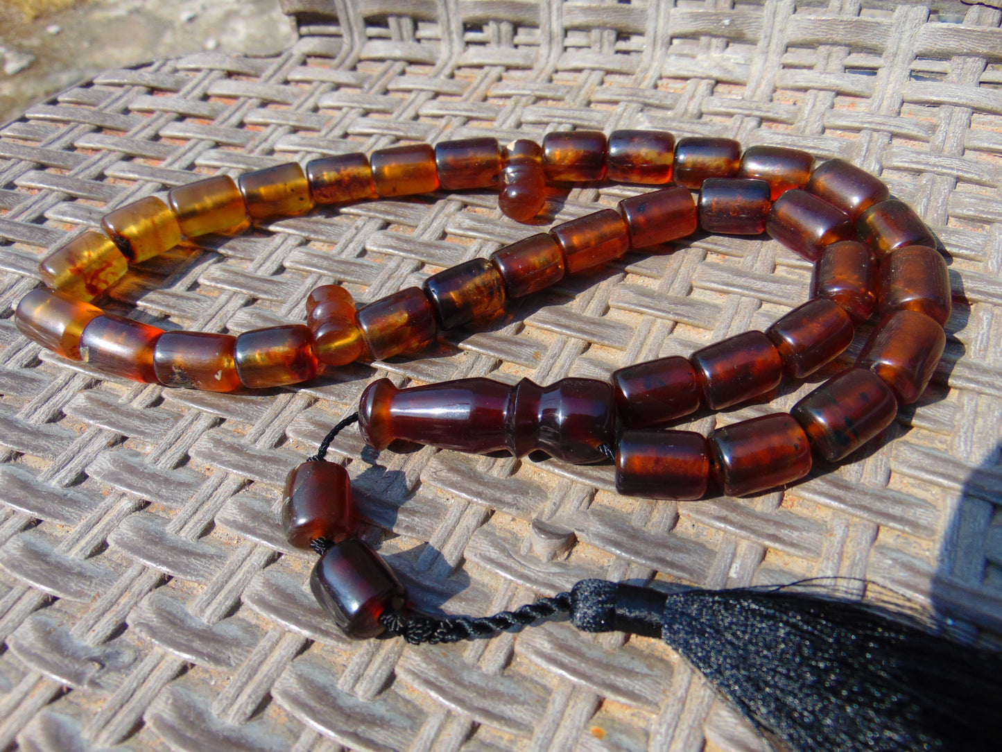 74 gr Komboloi Rosary 33+2 Beads 13x18 mm Indonesian Yellow Red Amber for Healing TT40
