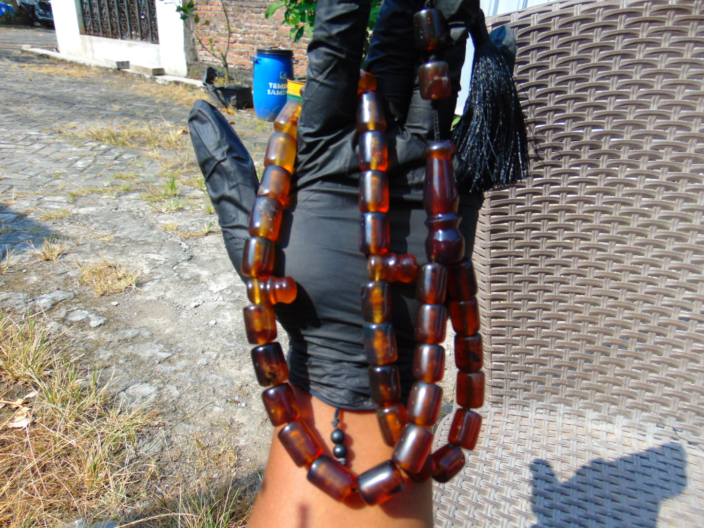 74 gr Komboloi Rosary 33+2 Beads 13x18 mm Indonesian Yellow Red Amber for Healing TT40