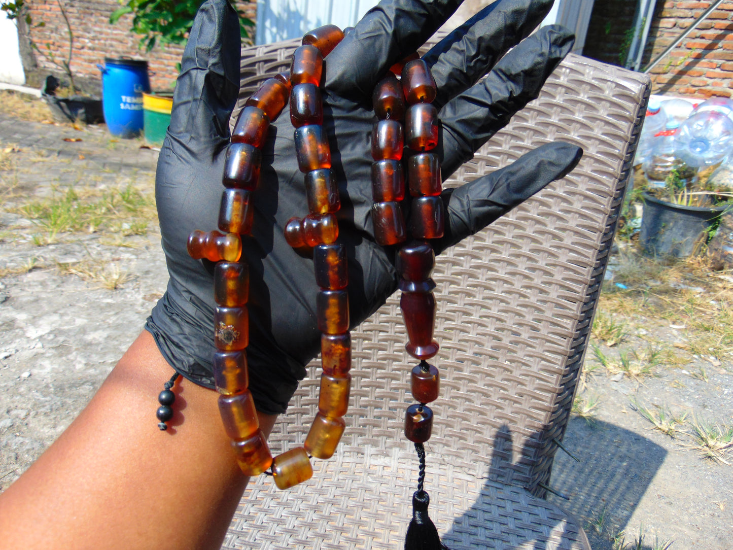 74 gr Komboloi Rosary 33+2 Beads 13x18 mm Indonesian Yellow Red Amber for Healing TT40