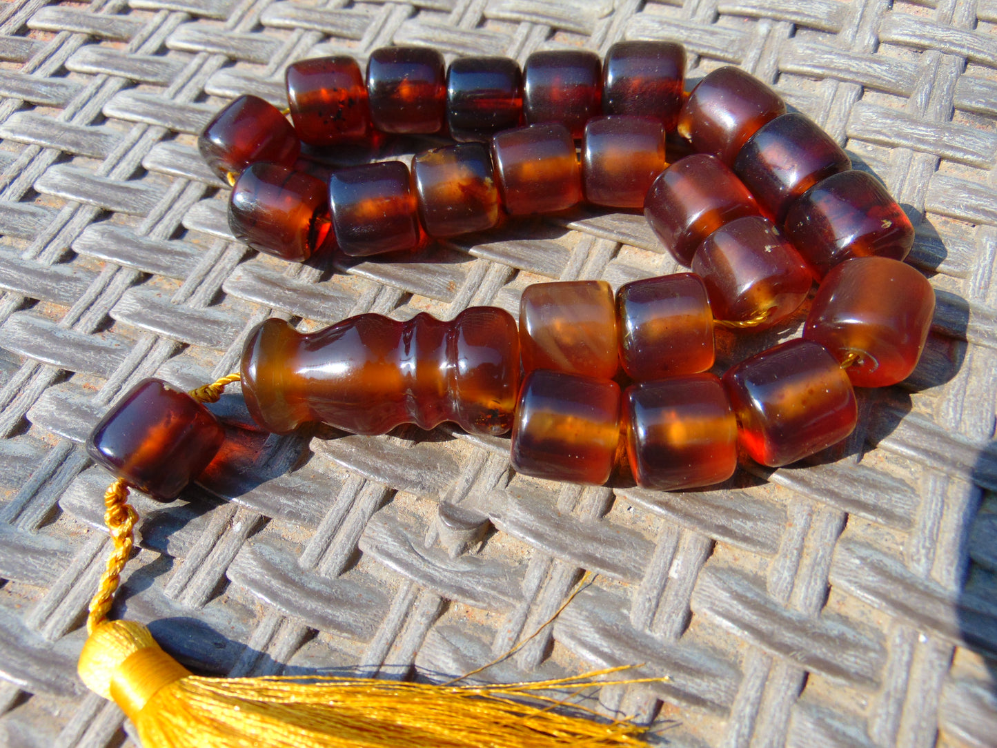 72 gr Komboloi Rosary 22+1 Beads 15x16 mm Indonesian Yellow Bluish Amber for Healing CO9
