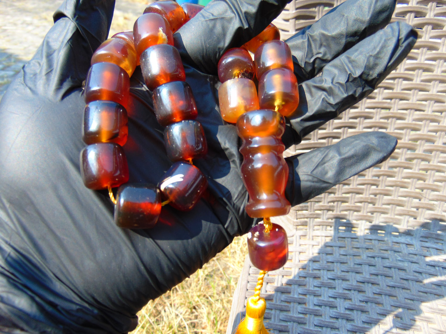 72 gr Komboloi Rosary 22+1 Beads 15x16 mm Indonesian Yellow Bluish Amber for Healing CO9