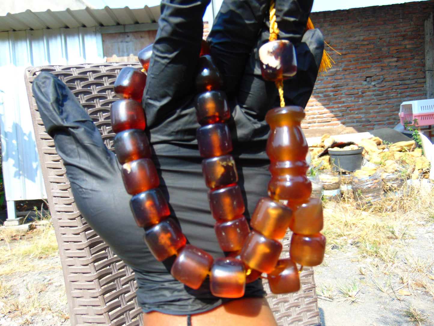 72 gr Komboloi Rosary 22+1 Beads 15x16 mm Indonesian Yellow Bluish Amber for Healing CO9