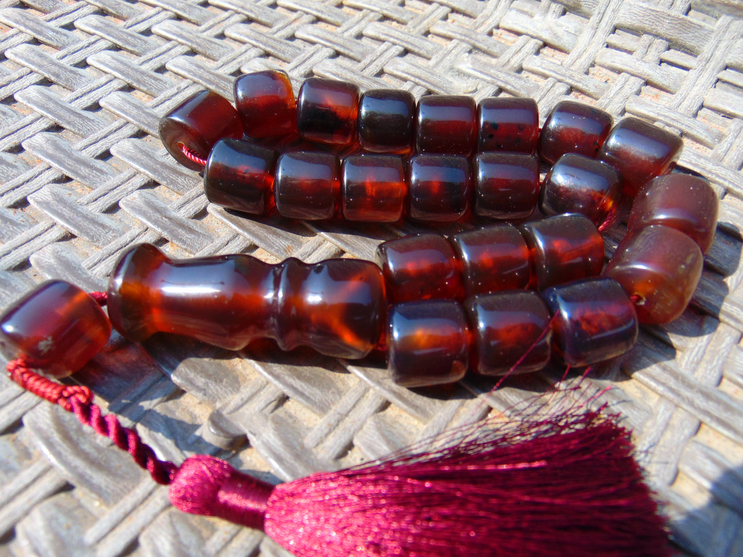 74 gr Komboloi Rosary 22+1 Beads 15x16 mm Indonesian Red Amber for Healing CO2