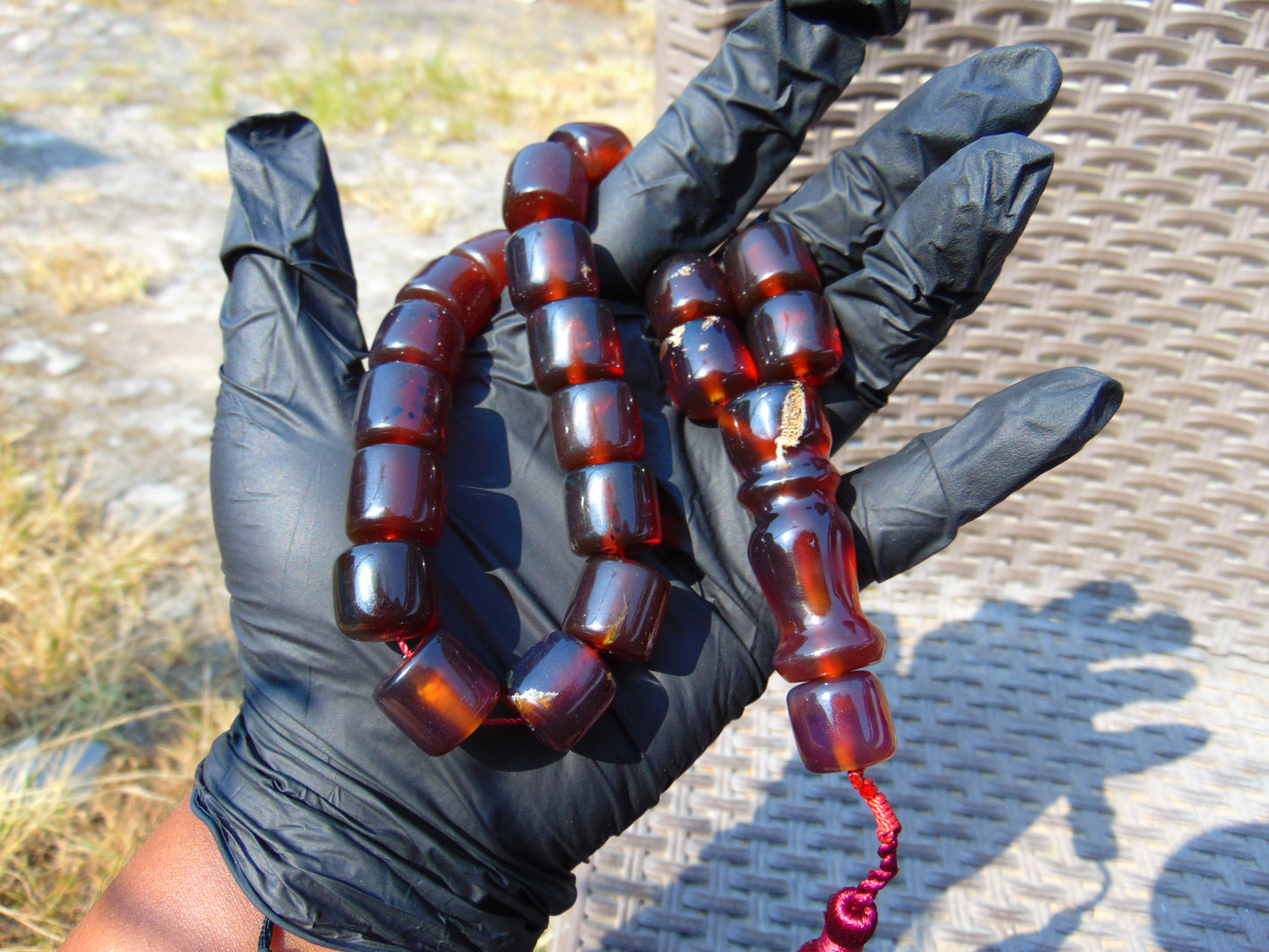 74 gr Komboloi Rosary 22+1 Beads 15x16 mm Indonesian Red Amber for Healing CO2