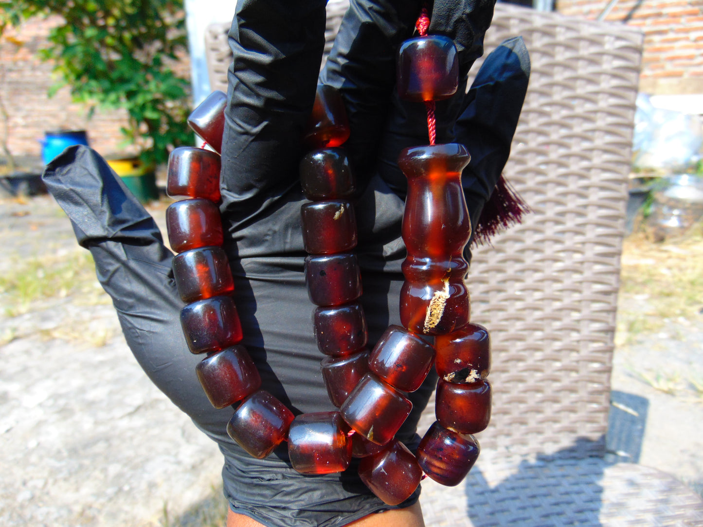 74 gr Komboloi Rosary 22+1 Beads 15x16 mm Indonesian Red Amber for Healing CO2