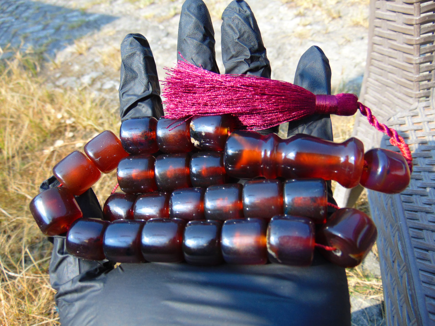 74 gr Komboloi Rosary 22+1 Beads 15x16 mm Indonesian Red Amber for Healing CO2