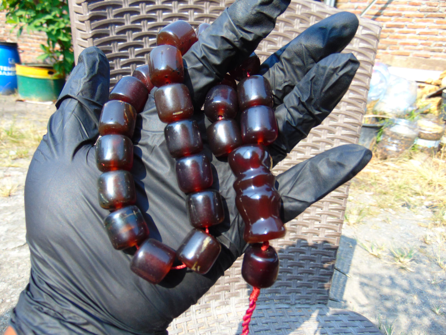 74 gr Komboloi Rosary 22+1 Beads 15x16 mm Indonesian Red Amber for Healing CO12