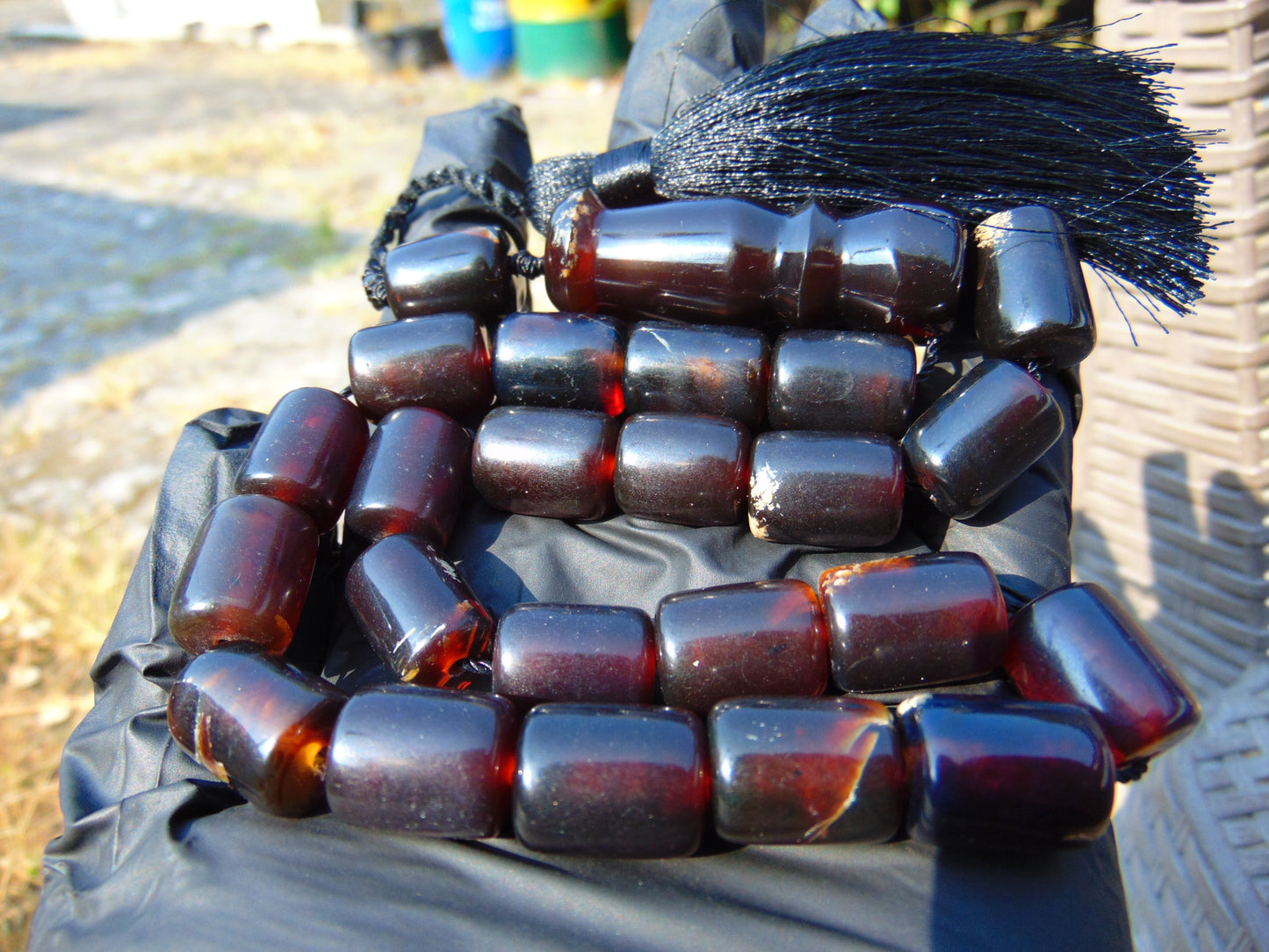 51 gr Komboloi Rosary 22+1 Beads 12x15 mm Indonesian Cherry Red Amber for Healing CO13