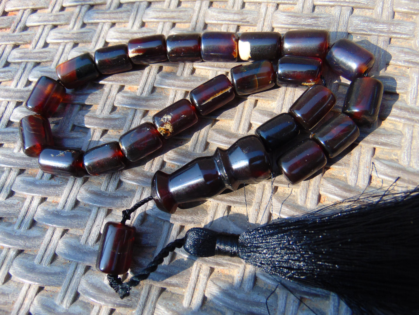 51 gr Komboloi Rosary 22+1 Beads 12x15 mm Indonesian Cherry Red Amber for Healing CO16