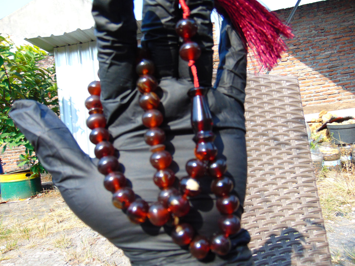 27 gr Hand Tasbih 33+2 Beads 10 mm Indonesian Cherry Red Amber for Healing TB10i5