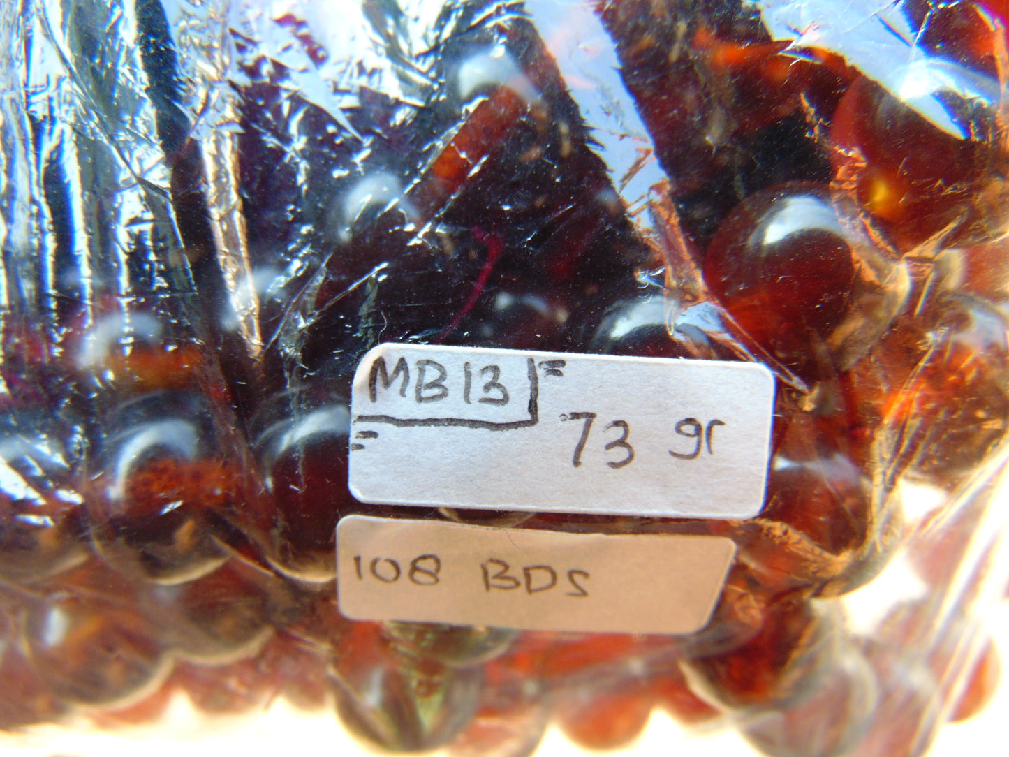 73 gram 108 Beads 10 mm Mala Buddha for Yoga and Meditation Indonesian Dark Red Amber for Healing MB13