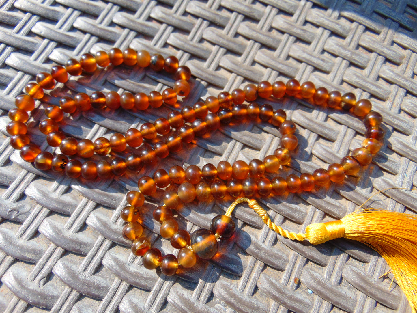 36 gram 108 Beads 7 mm Mala Buddha for Yoga and Meditation Indonesian Yellow Amber for Healing MB5
