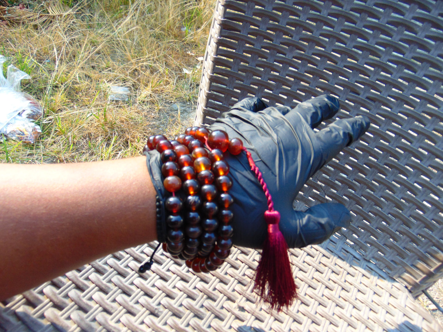 70 gram 108 Beads 10 mm Mala Buddha Necklace for Yoga Meditation Indonesian Cherry Red Amber for Healing MB24