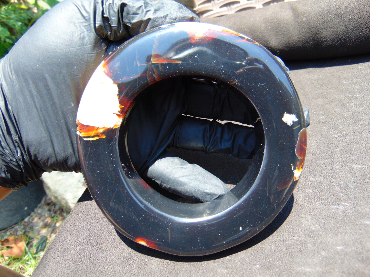 Big Bangle Indonesian Sumatra Dark Blue Amber for Healing Hole Inside 72 mm thickness 24x22 mm