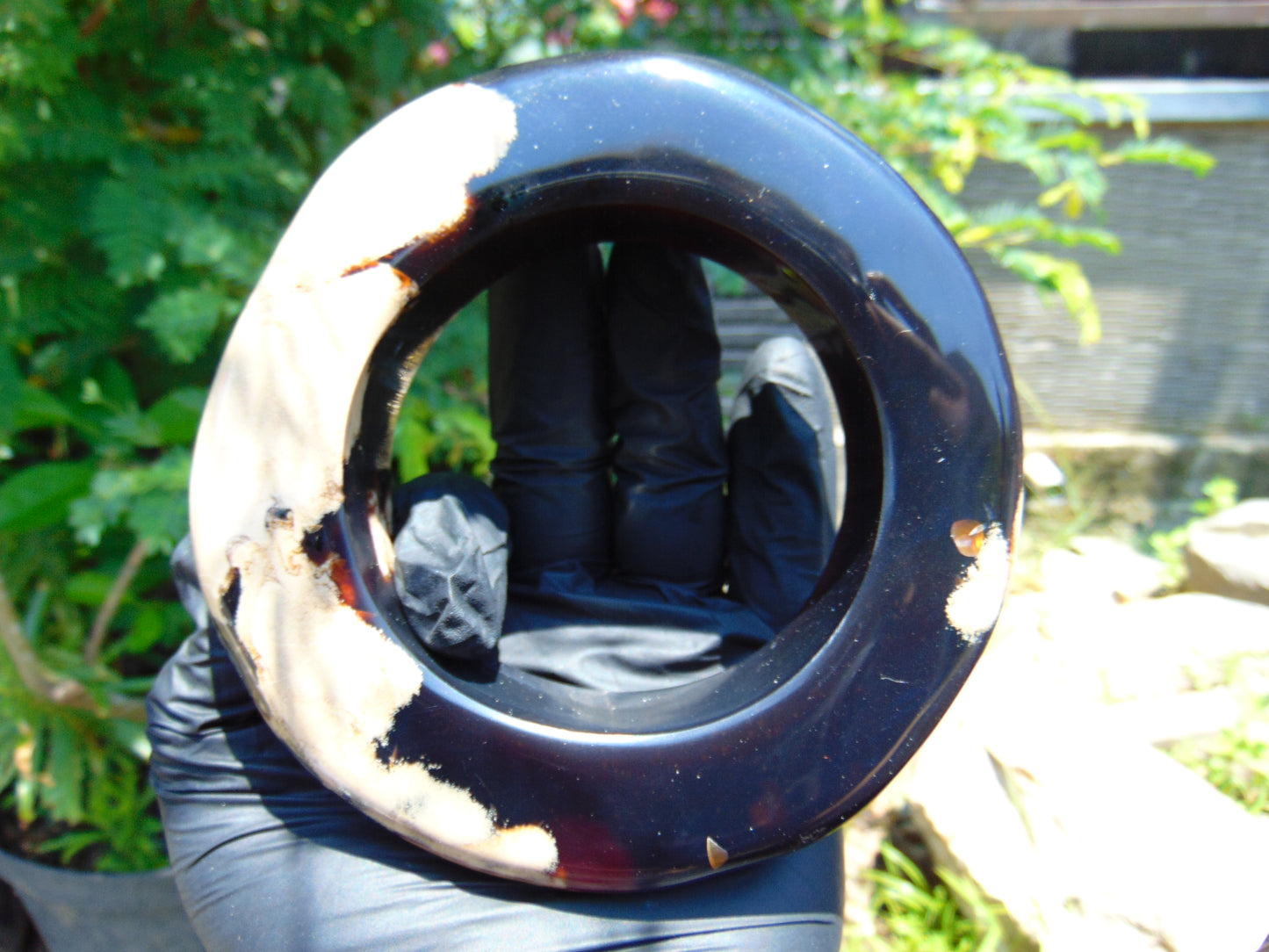 Big Bangle Indonesian Sumatra Dark Blue Amber for Healing Hole Inside 72 mm thickness 24x22 mm