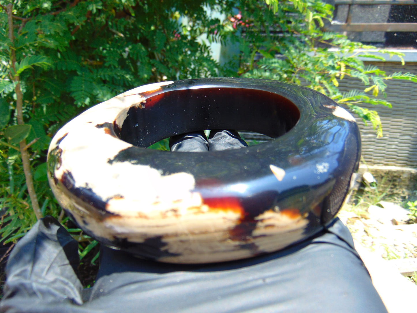 Big Bangle Indonesian Sumatra Dark Blue Amber for Healing Hole Inside 72 mm thickness 24x22 mm