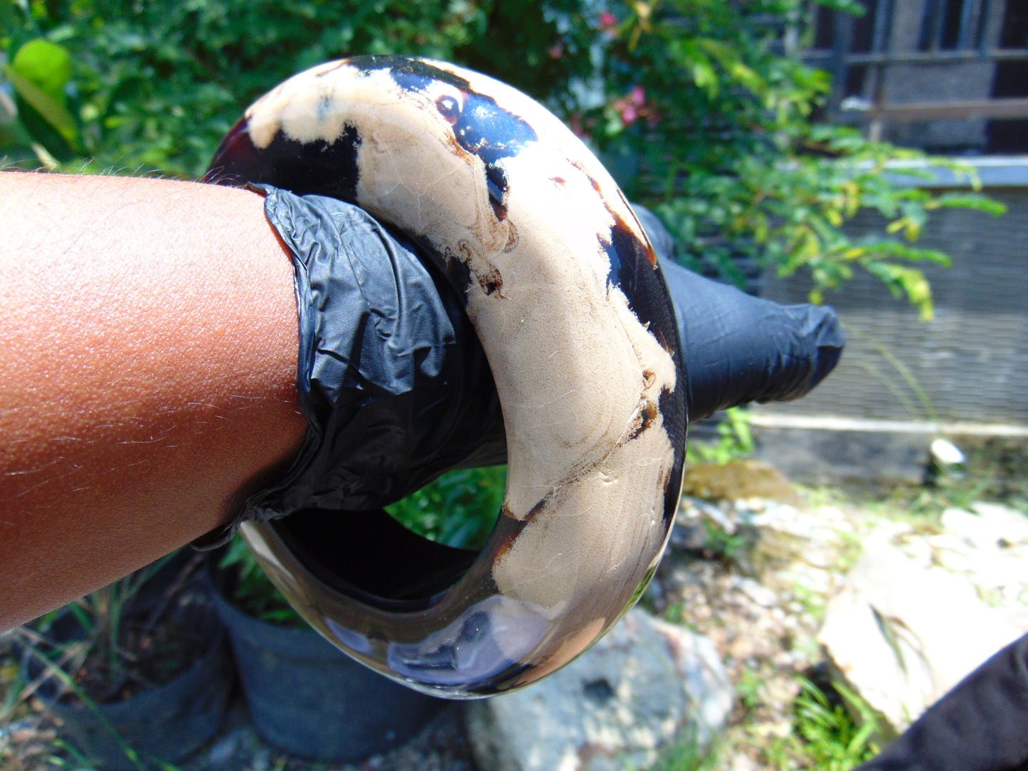 Big Bangle Indonesian Sumatra Dark Blue Amber for Healing Hole Inside 72 mm thickness 24x22 mm