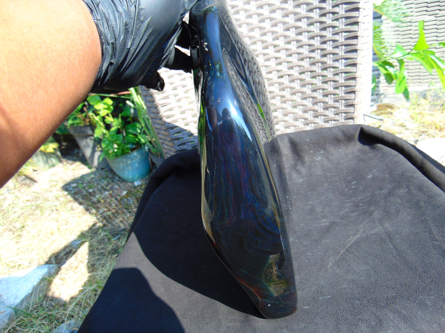 3239 gr Full Polished 28x25x5 cm Indonesia Black Blue Amber for Healing ML40