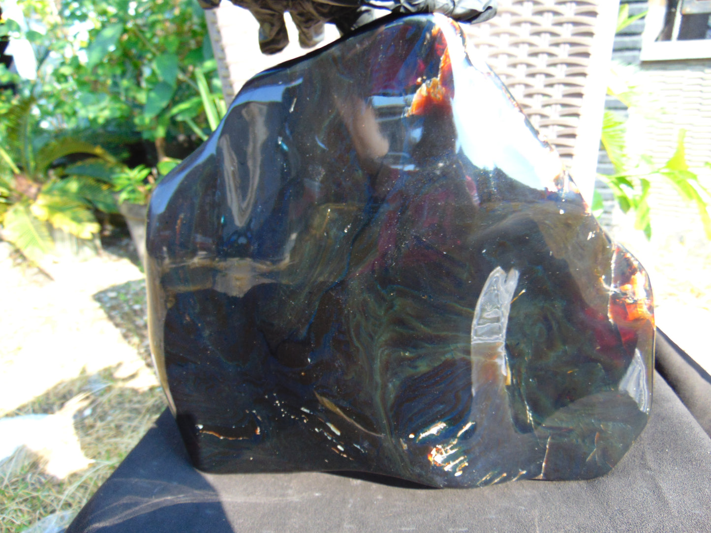 3239 gr Full Polished 28x25x5 cm Indonesia Black Blue Amber for Healing ML40