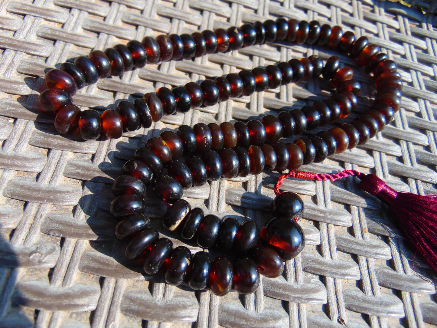 75 gram 108 Mala Buddha for Yoga and Meditation Indonesian Cherry Red Amber for Healing MR1