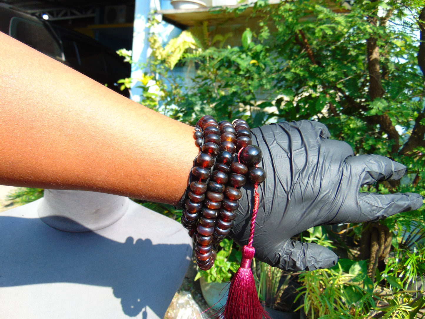 75 gram 108 Mala Buddha for Yoga and Meditation Indonesian Cherry Red Amber for Healing MR1
