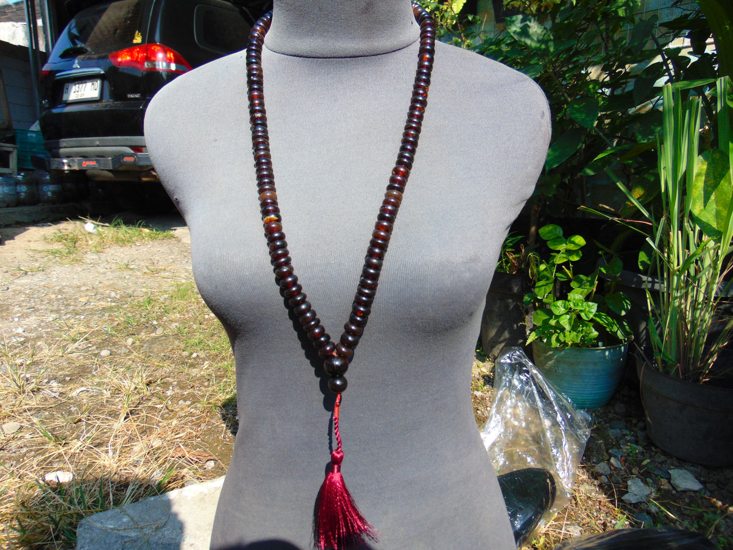 75 gram 108 Mala Buddha for Yoga and Meditation Indonesian Cherry Red Amber for Healing MR1