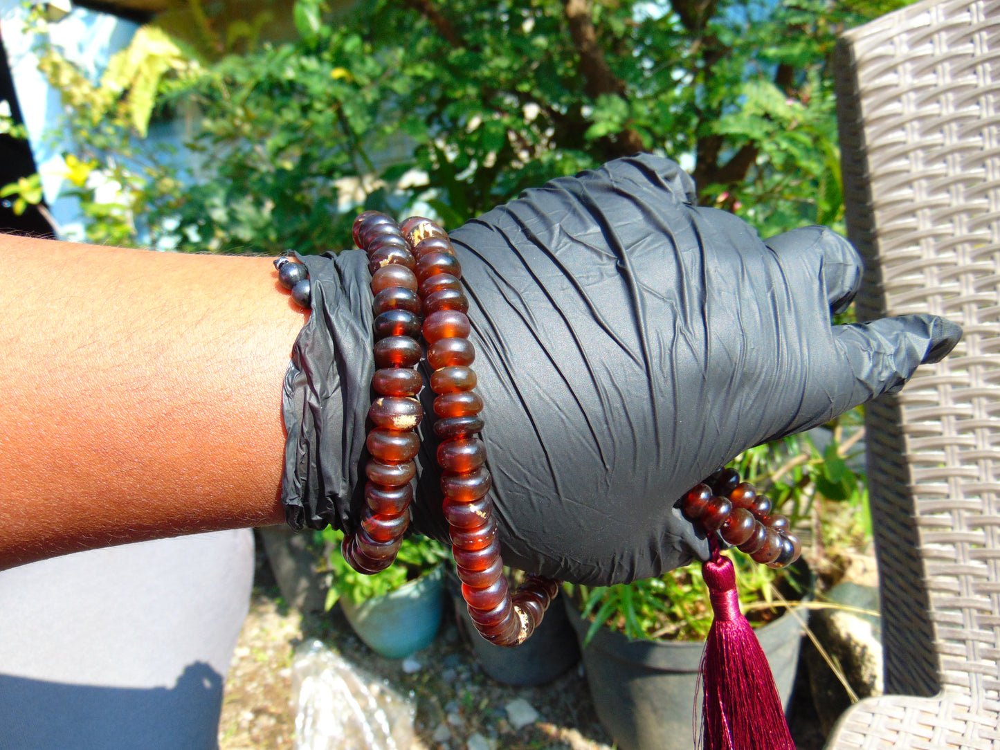 43 gram 108 Mala Buddha for Yoga and Meditation Indonesian Dark Red Amber for Healing MR9