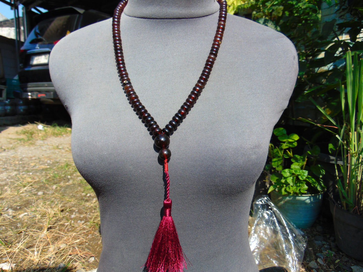 43 gram 108 Mala Buddha for Yoga and Meditation Indonesian Dark Red Amber for Healing MR9