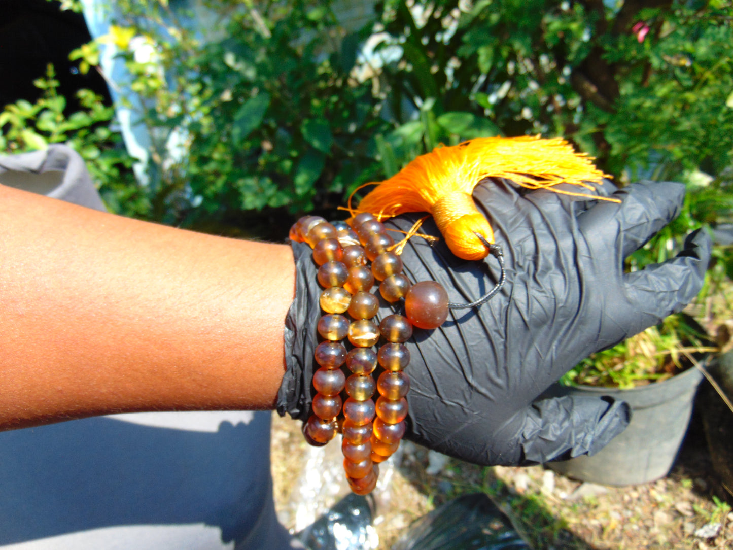 61 gram 108 Beads 9 mm Mala Buddha for Yoga and Meditation Indonesian Yellow Amber for Healing BT03